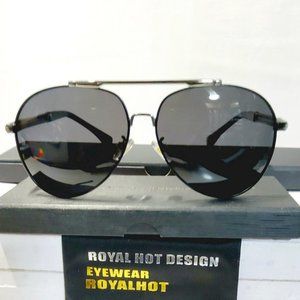 Men's Polarized Sunglasses 62mm Classic Aviator Black Metal Frame 100%UV